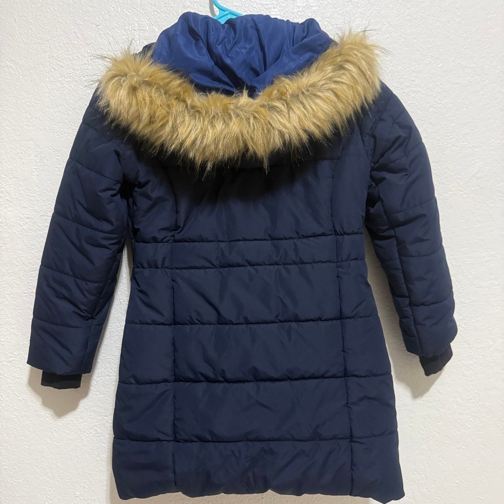 ZSHOW Women Navy Blue Puffer Parka Jacket Faux Fur Hood Quilted Winter Coat Sz 8 - Picture 8 of 13